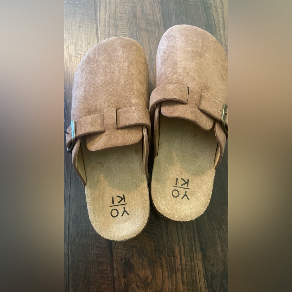 New never worn. Yoki Tan Buckle Clogs